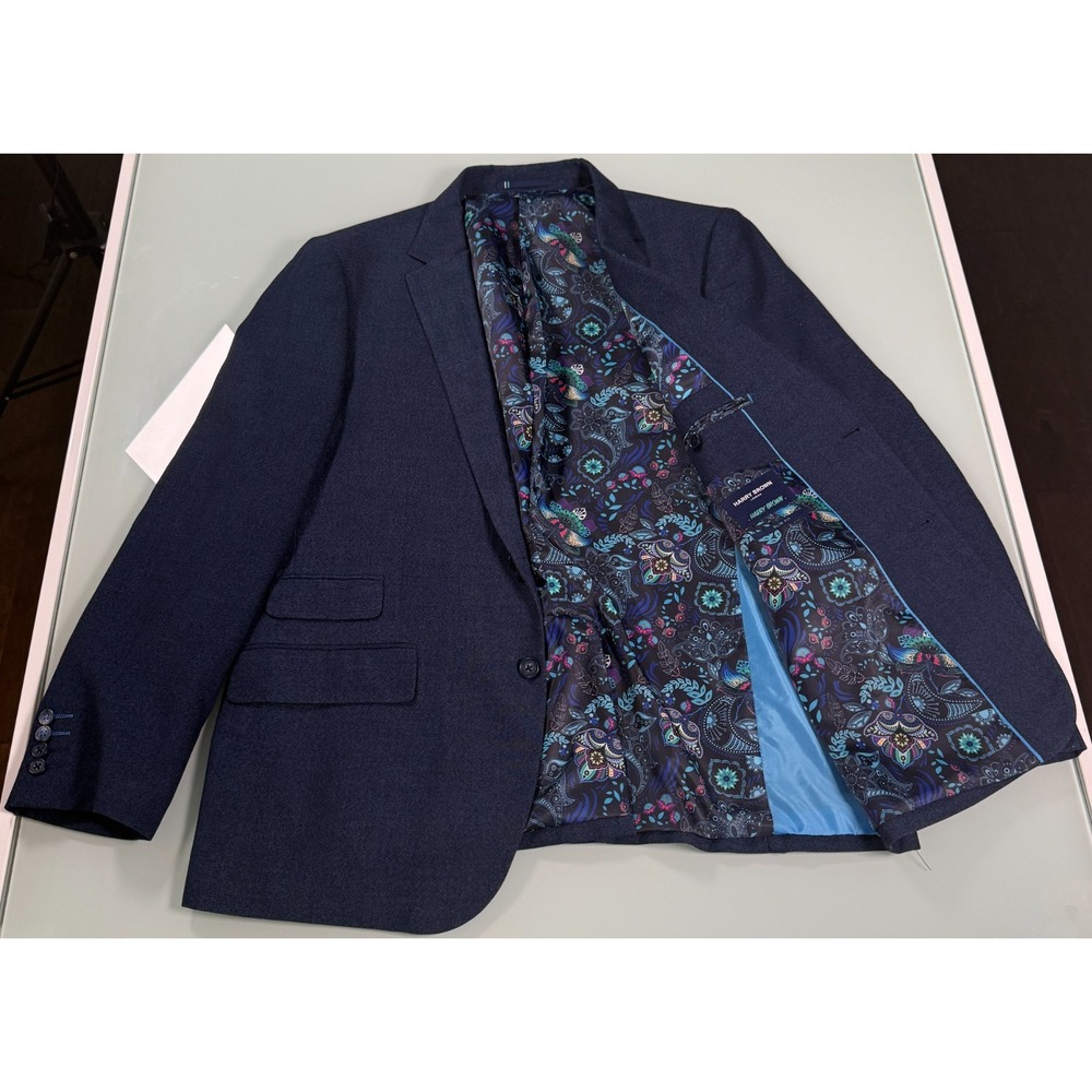 Harry Brown London Blazer Mens Navy Slim Fit Two Button Suit Jacket - 46 Regular
